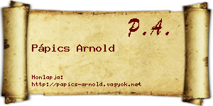 Pápics Arnold névjegykártya